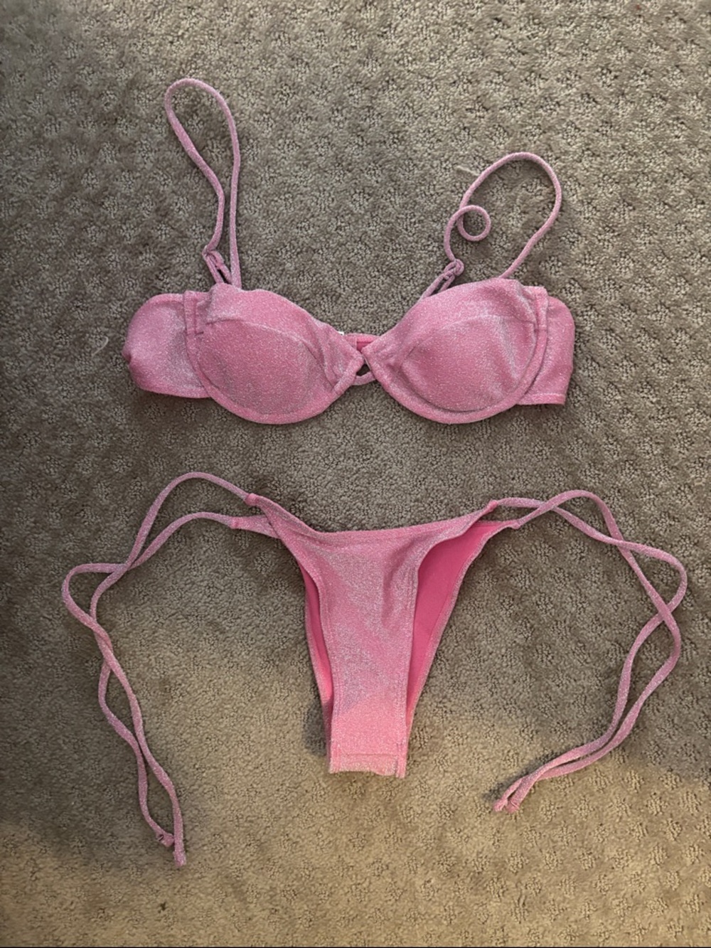 Shimmer Pink Two-Piece Bikini Set
